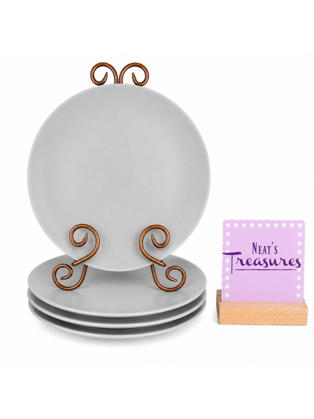 Ikea of Sweden 12011 Solid Gray Matte Round Stoneware 10.25" Dinner Plates Set 4